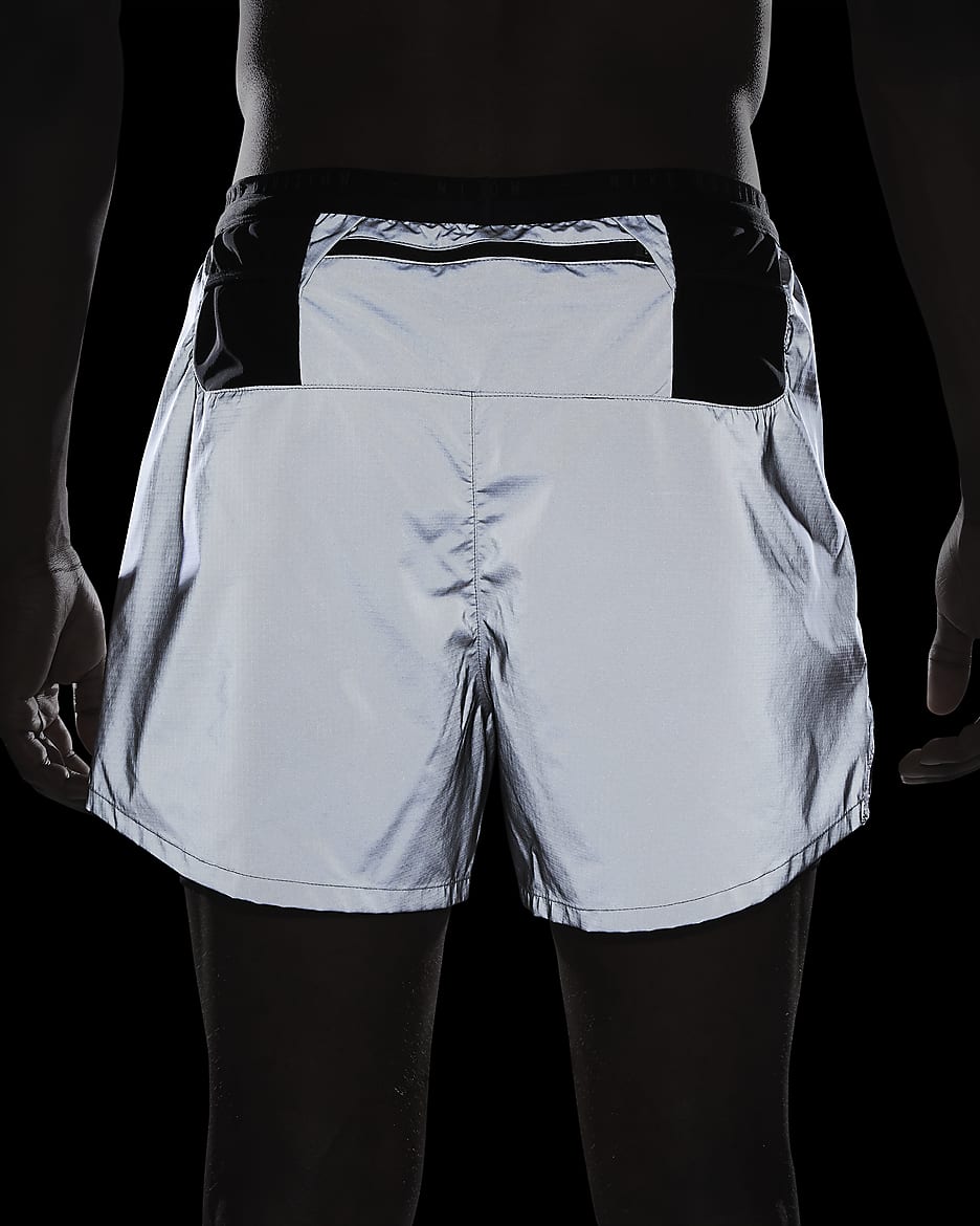 Nike Running Division Men s 10cm approx. Dri FIT ADV Reflective Design 2 in 1 Running Shorts Grey Nylon